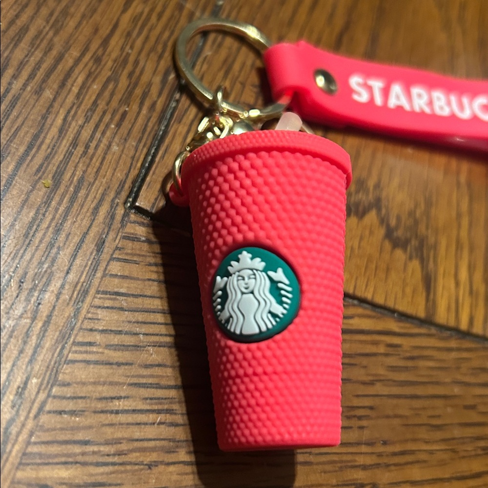 Starbucks Coffee Cup DEEP PINK keychain Purse Charm Wristl